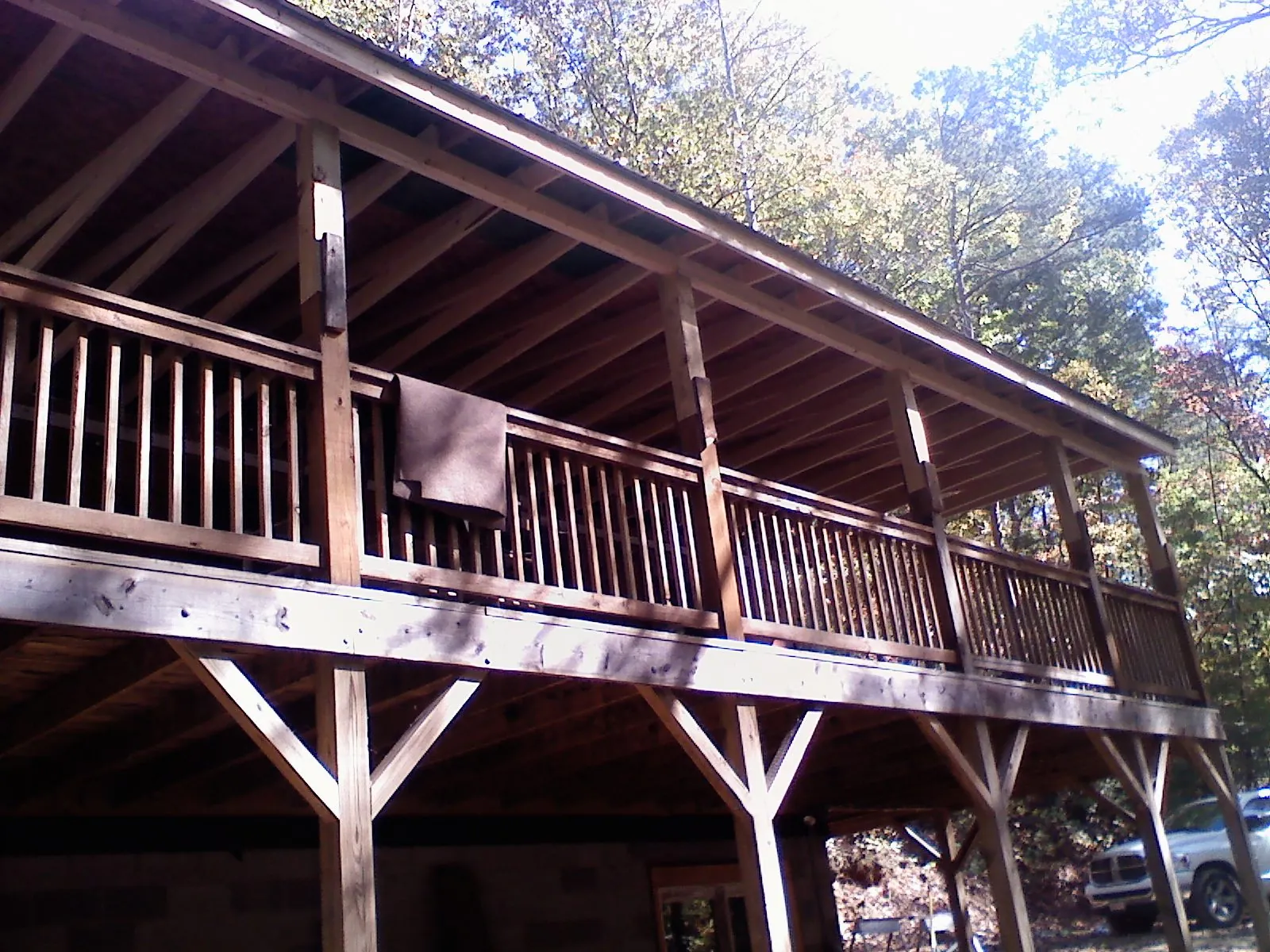 Timber framing under a new elevated porch and deck — Roof Leak Repair in Crown Point by Roofing Brothers